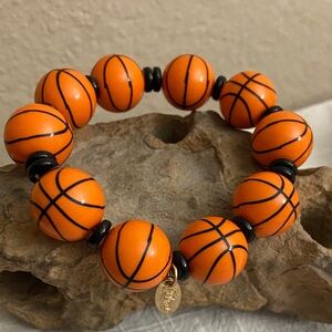 5/$10❤️❤️❤️NEW PLUNDER Orange Basketball Bead Stretch Bracelet